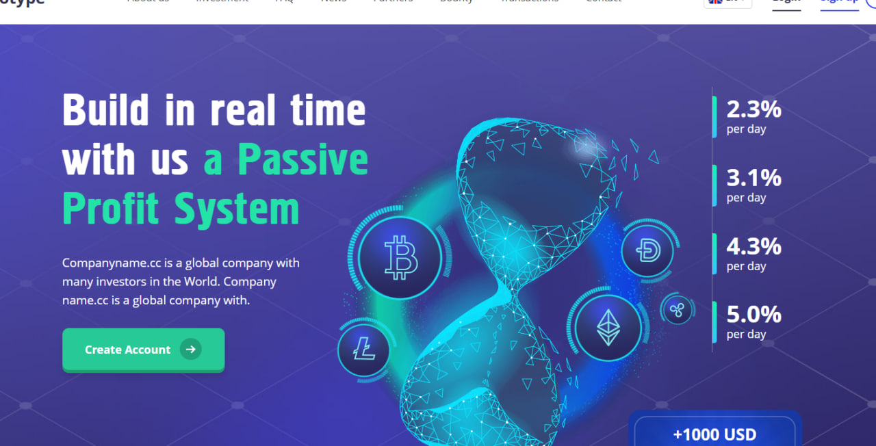 Сайт для финансового проекта высокой доходности