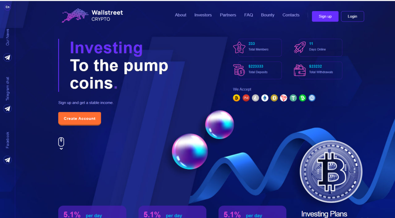 Сайт для финансового проекта высокой доходности